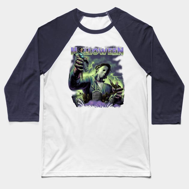 Halloween Graveyard revised Baseball T-Shirt by MAW Design